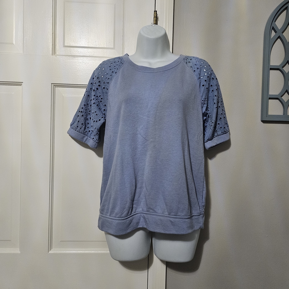 Sonoma Light Blue Eyelet Sleeve Blouse